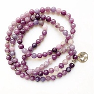 Natural Lepidolite Stones 108 Mala Beads Bracelets Necklaces Lotus Charm Reiki Healing Buddhism