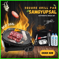 ◐ ♒ ♀ ON SALE Korean BBQ Authentic Samgyupsal Mega Grill Pan Set Square, Rectangle, Round w Butane