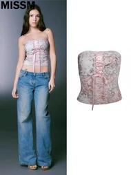 MissM Iamgia Crossed Butterfly Knot Belly-Baring Ballet Style Tube Top Womens Summer Fashion Vest St