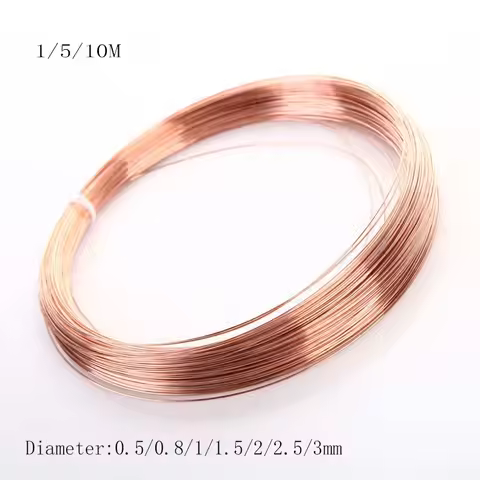 1/5/10M Diameter 0.5/0.8/1/1.5/2/2.5/3mm T2 Copper Red copper 99.90% Bare Wire High Quality 1meter C
