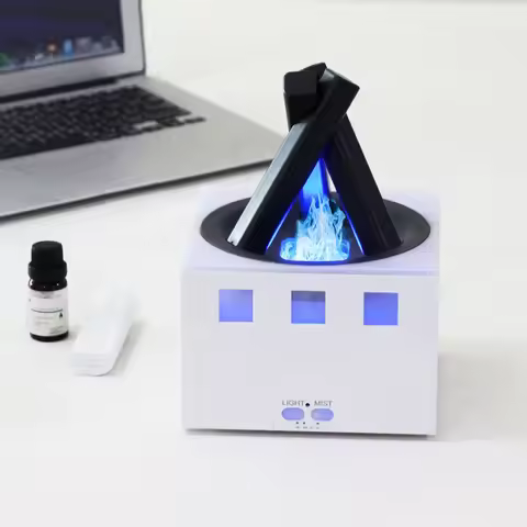 400ML Aroma Diffuser Air Humidifier Ultrasonic Cool Mist Maker Fogger Led Essential Oil Flame Lamp D