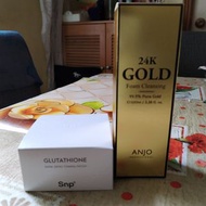 ANJO 24K 黃金潔面泡沫及SNP 穀胱甘肽暗眼膜