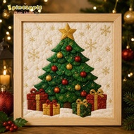 PINEAMY 1 Set Christmas Fabric Art Kit, Christmas Themed DIY Christmas Fabric Painting Kit,  Cotton 