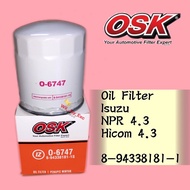 OSK O-6747 OIL FILTER ISUZU NPR 4.3 HICOM 4.3 8-94338181-1S