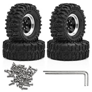 1.3" Beadlock Wheels and Tires for 1/18 TRX4M FCX18,1/24 Axai1 SCX24 FCX24 RC Crawler Car,4PCS