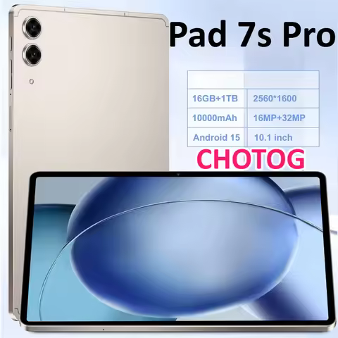 CHOTOG Tablet Pad 7s Pro Android 15 Tab PC 10.1 Inch 16+32MP Face Unlocked 5G Dual Card Dual Standby