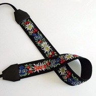 可客製 刺繡名字 刻字 復古 民族風 相機背帶  相機掛繩 真皮拼接相機背帶 烏克麗麗 Camera Strap