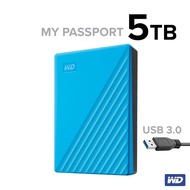 WD External Harddisk 5TB ฮาร์ดดิสก์แบบพกพา My Passport, USB 3.0 External HDD 2.5" (WDBPKJ0050BBL-WESN) สีฟ้า ประกัน 3ปี