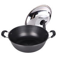 32cm - 40cm Non-Stick Iron Pot / Handmade Chinese Iron Wok Non-stick Pan No-Coating Kitchen Cooker Cookware / Frying pan non-stick pot Zhangqiu family deep-eared uncoated cast iron multi-purpose pot pot pan frying pot casserole