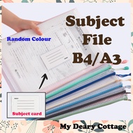 Colourful A3/B4 Subject File Handle Bag Waterproof PVC Zip File School Office A4 Size Thick Book Sub