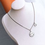 round Card ins Vintage Korean Style S925Hollow Out Internet Celebrity Retro Sterling Silver Collarbo