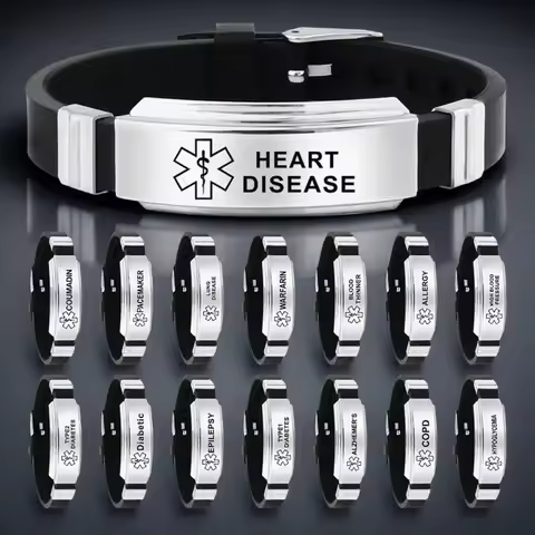 15 Styles Stainless Steel Medical Alert Bracelet for Diabetes Epilepsy Alzheimers Emergency ID Jewel
