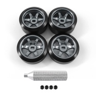 6 Spoke Wheel Rims & Rc Car Drift Tires for 1/28 RC Hobby Model Car, [2*N+2*W] 4 Pcs 20mm Aluminum A