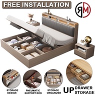 【In stock】Free InstallationHDB Storage Solid Wooden Bed Frame Tatami Storage Bed Single/Queen/King Bed ZHPV