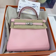 Hermes 愛馬仕 kelly25 3Q櫻花粉 銀扣 S皮 G刻 全新新鮮票 有購證
