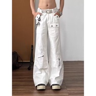 y2k jeans baggy jeans men y2k White Flared Jeans Men Spring Autumn American High Street Loose Design