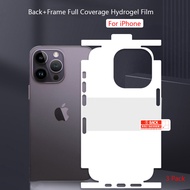 3Pcs Back+Frame Full Coverage Hydrogel Film For iPhone 13 14 15 Pro Max Plus Rear Glass Cover Side Protector Film With Fix Tools