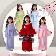 [6M -12Y] Baju Kurung Budak Perempuan HappyKids Raya 2023 Kids Baby Peplum Moden Kebaya Kanak2 Lace Premium