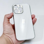 白色 亮面 適用 6.1吋 手機殼 iPhone 13 Pro可用 保護殼 手機保護套 螢幕保護貼 防刮 銀邊