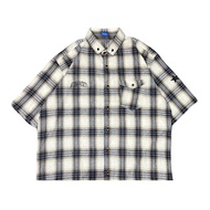 KEMEJA Boxy FlannelKubik Society - Boxy White Flannel Shirt