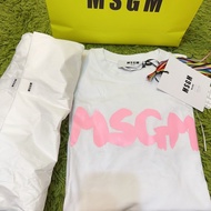 MSGM 經典 粉紅 Logo印花 白色 棉T 短袖 t恤