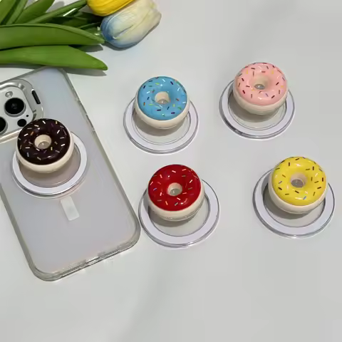 Ins Korea Cute Cartoon 3D Donut For Phone Stylish Lovely Griptok Grip Tok Stand For iPhone Wireless