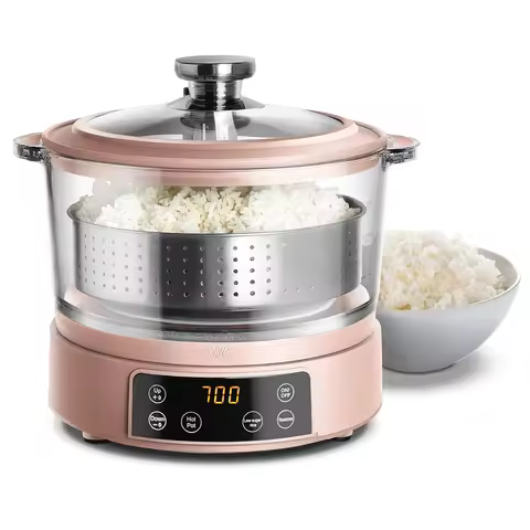 COOK WITH COLOR 3L Glass Low Carb Rice Cooker-Makes 6 Cups Cooked Low Sugar Rice with Auto Lift Filt