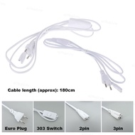 2 hole 3 hole 1.8m Lighting Accessory 250V EU Plug Cord with ON/OFF Switch Cable For T5 LED Tube T8 
