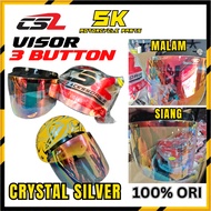 CS2 Siang Malam Visor 3 Button Black Cap Visor Helmet Crystal Silver Helmet SGV MS88 MHR Helmet Kura