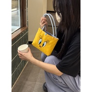 2025Summer Japanese-style Tweety Bird mobile phone bag, embroidered canvas small handbag, storage ba