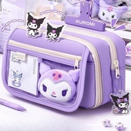 【In stock】New Sweet Cute Large-Capacity High-Appearance Kuromi Flip 9-Layer Cartoon Pencil Case H2UR