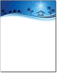 3 Wise Men Christmas Holiday Stationery - 50 Sheets Religious Paper