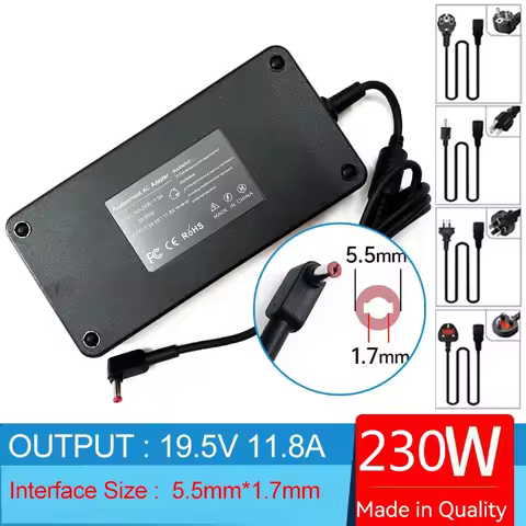 19.5V 11.8A 230W Laptop Ac Adapter Charger for Acer Nitro 5 17 AN17-71 AN517-42 AN515-45 AN515-46 AN