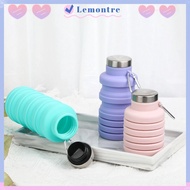 LEMONTRE Foldable Water Bottle, BPA Free 17oz Collapsible Water Bottle, Portable With Carabiner Leak