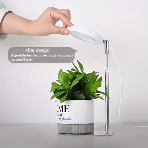 Grow Light with Base Full Spectrum Light LED Grow Height Angle Adjustable Ring Grow Light Timer Heig