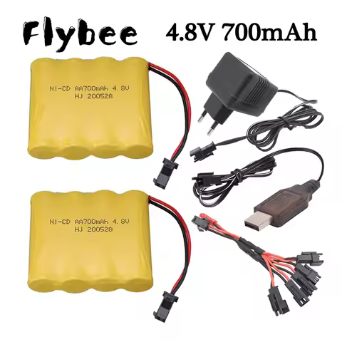 ( SM Plug ) 4.8v Ni-CD Battery / 4.8v charger For Rc toys Cars Tanks Robots Boats Guns AA 700mah 4.8