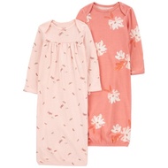 Carters 2PC GOWNS PINK FLORAL PRINT L13 คาร์เตอร์เสื้อคลุม ลายดอกไม้สีชมพู
