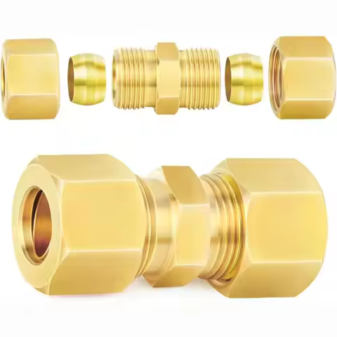 Adapter Brass Brass Compression Fitting Straight Multiple Sizes Straight Coupling Compression Connec
