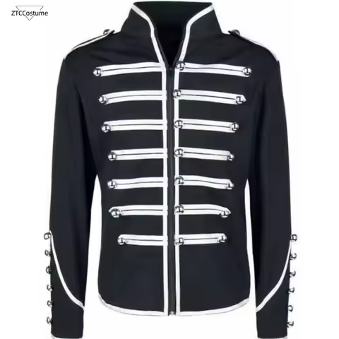 Men's Steampunk Rockstar Jacket Vintage My Chemical Romance Cosplay Outfit Medieval Gothic Noble Coa