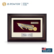 (JS Pewter) 8.5"x12" VIP Frame With Gold Plated Pewter Asian Arowana (Big) Corporate Gift Souvenir M