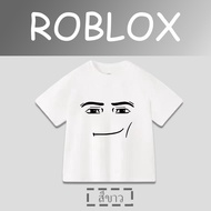 ใหม่ เสื้อเด็ก เสื้อยืด พิมพ์ลาย  Roblox Man Face Game T-shirt เป็นกลาง "LU-FASHION"