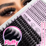 235 Pcs DIY False Eyelash Extension Kit D Curl Eyelash Clusters 100D Personal Fluffy and Dense Eyela