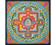 24K金藥師佛曼陀羅唐卡散發療癒能量與靈性純淨。展現藥師佛的覺