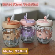 350ml Glass Cup Tumbler HOHO Aesthetic Coffee Cup and Glass Straw