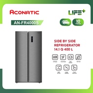 Aconatic ตู้เย็น Side by Side ขนาด 14.1 Q สี White Silver Inox ระบบ Dual Inverter ละลายน้ำแข็งอัตโนมัติ รุ่น AN-FR4000S (รับประกัน 10 ปี)