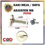 Stabil Adjuster Kursi Kaki Meja Goyang / Kaki Adjuster Kaki Stabil Meja Kursi Nylon Putih Isi 2 Pcs