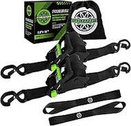 Retractable Ratchet Straps (2pk) | 1.5 in x 16 ft Heavy Duty Auto Ratchet Straps with Soft Loops | P