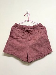 Uniqlo混亞麻磚紅色棉質短褲