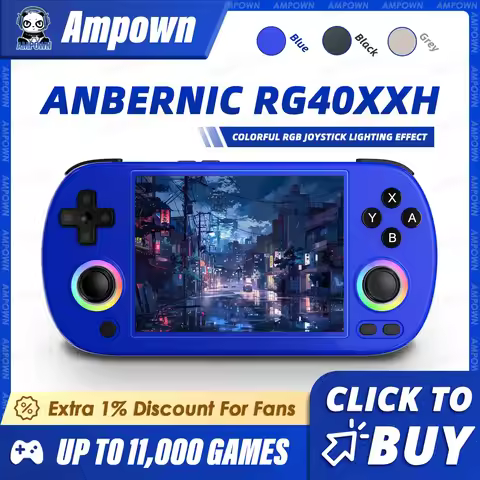 ANBERNIC RG40XX H Handheld Game Console 4'' Screen Linux System Joystick RGB Lighting Effect RG40XXH