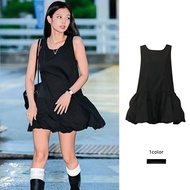 Blackpink Jennie Fashion Hepburn Style Designer Black Sleeveless A-Line Dress